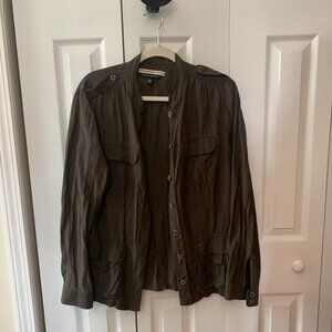 BANANA REPUBLIC WOMEN'S BROWN SILK LINEN BLEND BUTTON DOWN SHIRT - SIZE XL